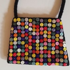 KC Malhan Art Deco Colorful Bead Button Purse
